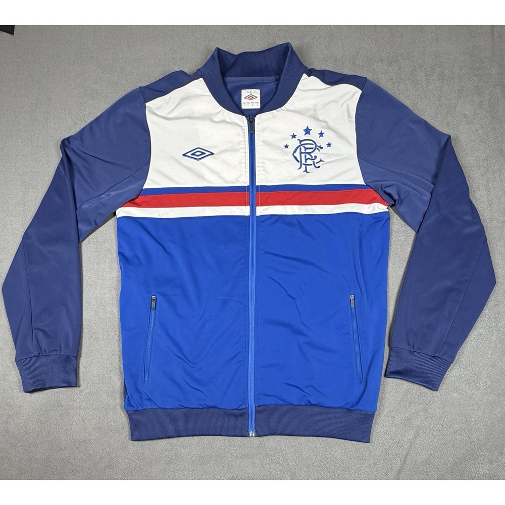 Umbro Rangers FC Track Jacket Mens Large Blue White Red - Vintage Soccer -